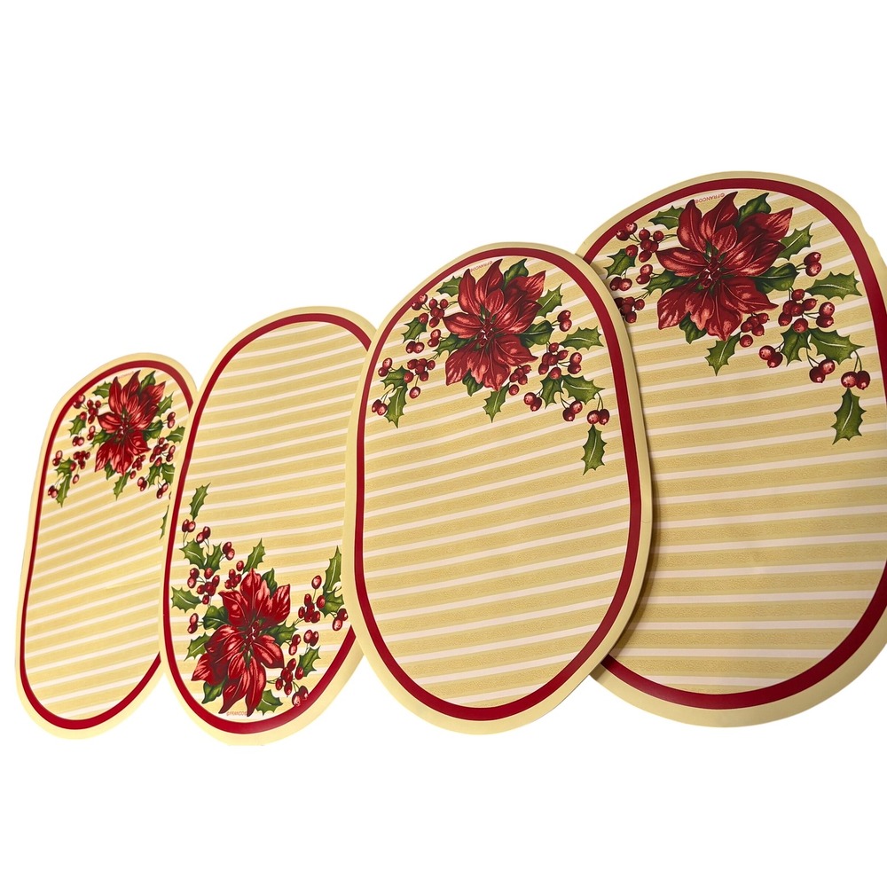 Franco Placemats Set of 4 Unisex OS Cream Red Excellent Poinsettia Christmas